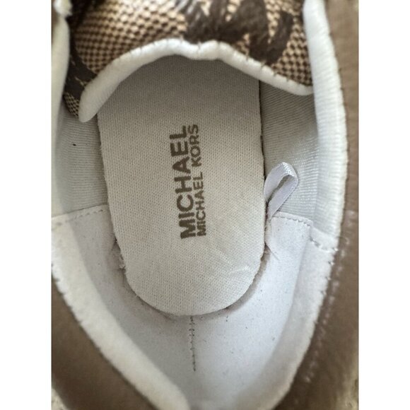Michael Kors Girls 10c Brown Finola Sneakers Monogrammed Designer Slip on - Picture 7 of 8